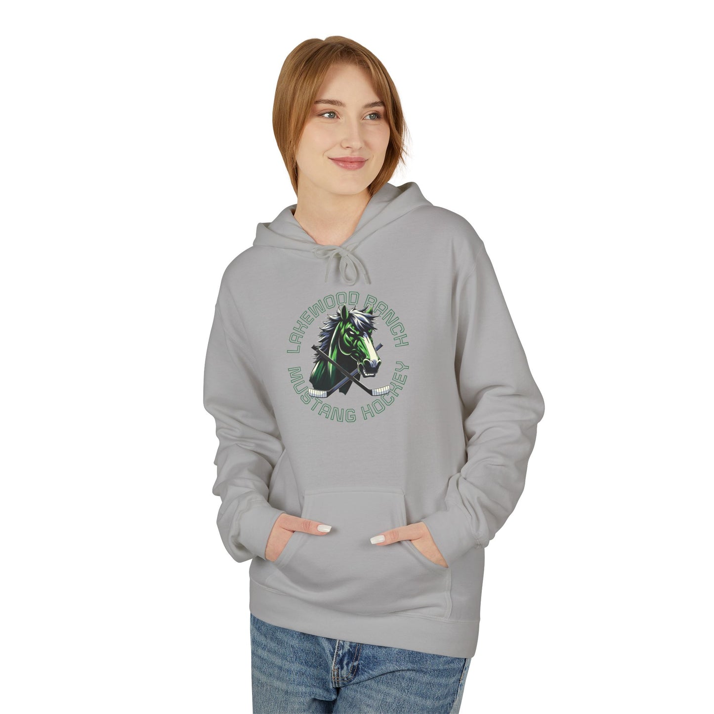 Mustangs Hockey Unisex Midweight Softstyle Fleece Hoodie, Personalization available