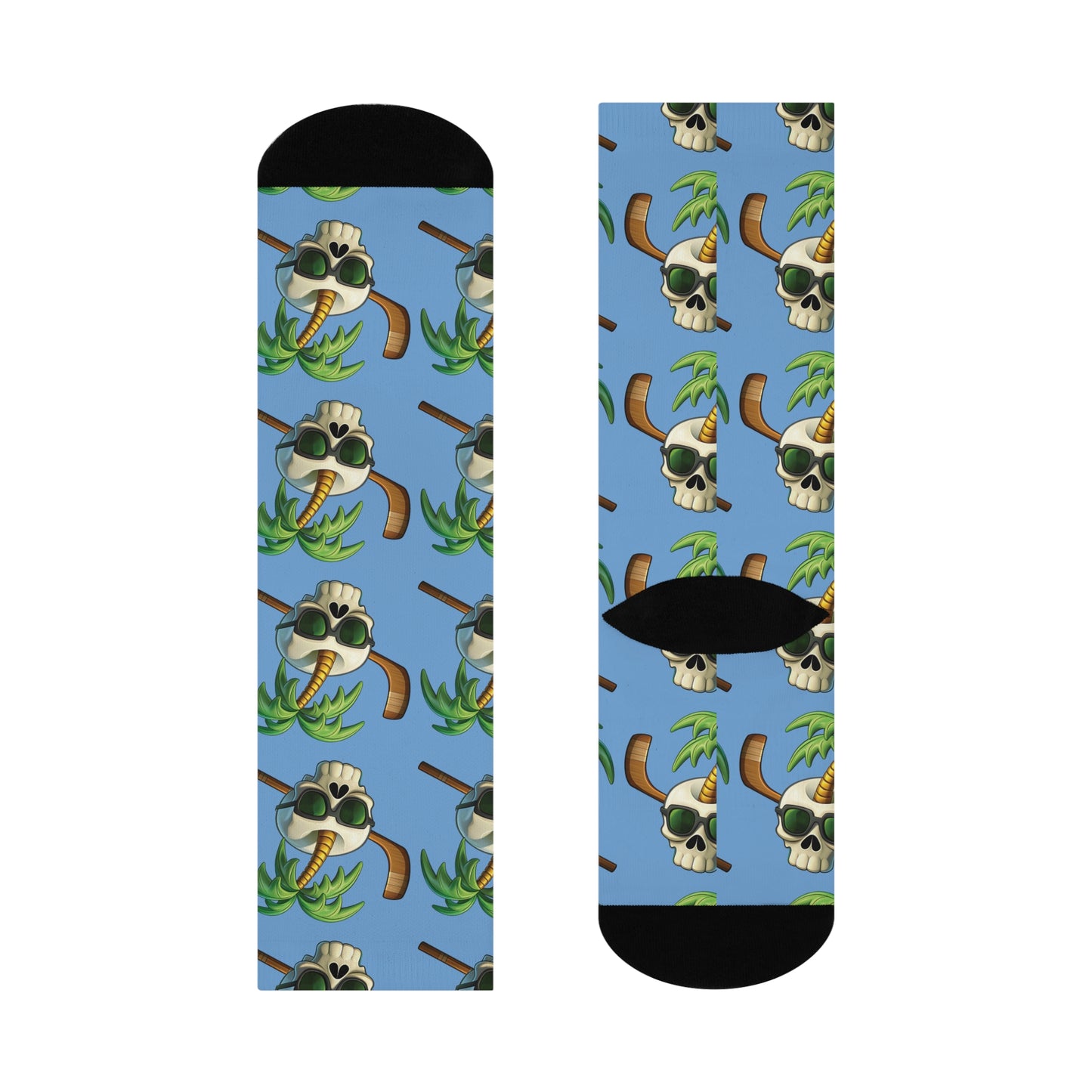 Skull and Palm Tree Cushioned Crew Socks