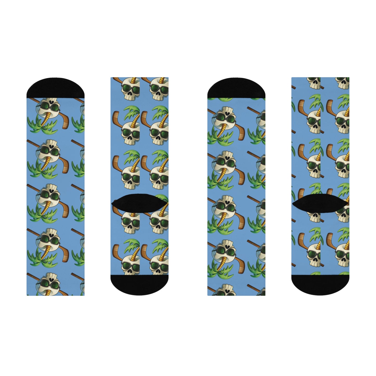Skull and Palm Tree Cushioned Crew Socks