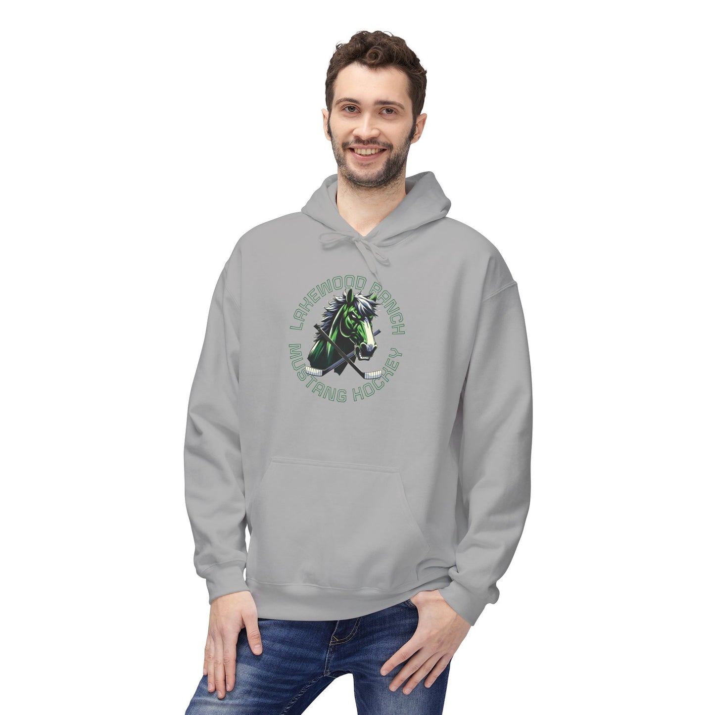 Mustangs Hockey Unisex Midweight Softstyle Fleece Hoodie, Personalization available