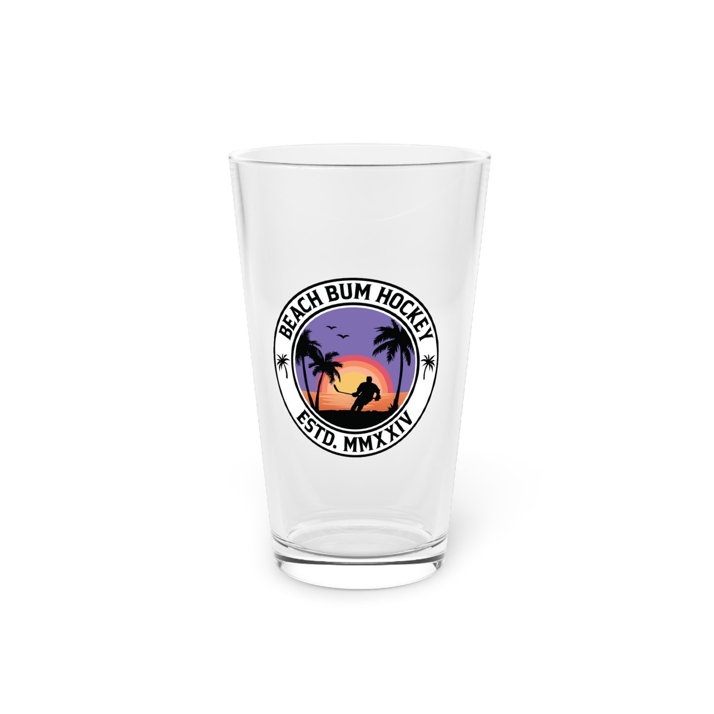 Beach Bum Hockey Pint Glass, 16oz