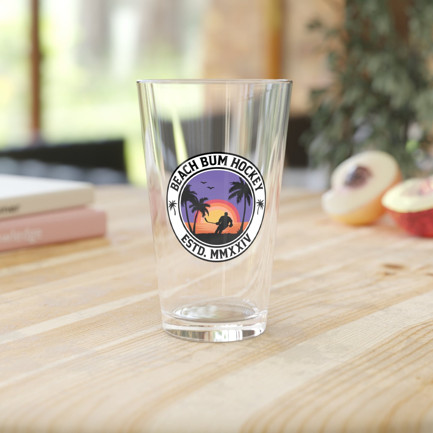 Beach Bum Hockey Pint Glass, 16oz